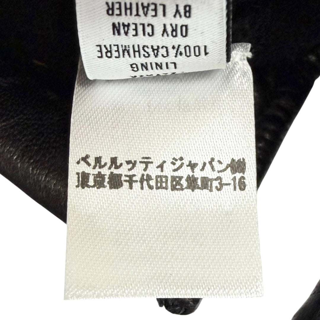 Excellent BERLUTI gloves Calligraphy Scritto Leather Gloves Nero Sheep leather