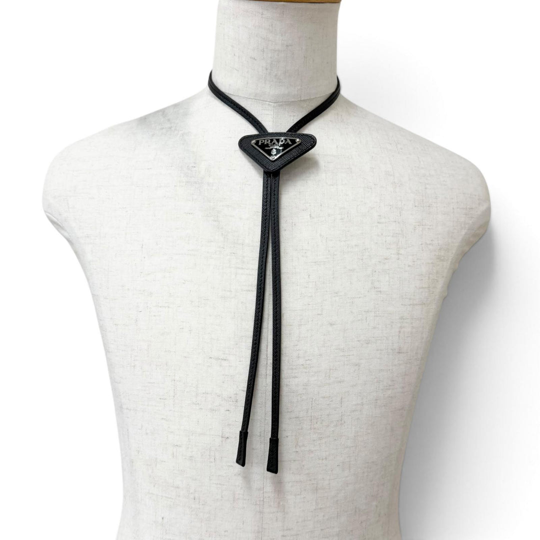 Great PRADA Other accessories Triangle Logo Maltic Loop Tie Bolo Tie black