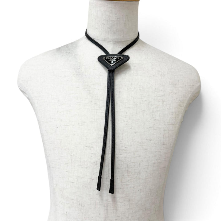 Great PRADA Other accessories Triangle Logo Maltic Loop Tie Bolo Tie black