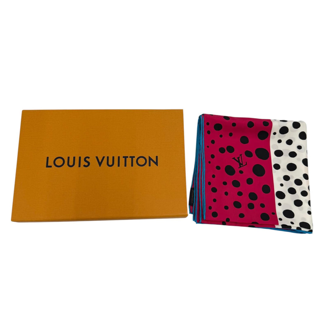 Excellent LOUIS VUITTON×Yayoi Kusama scarf Carre 90 Pumpkin infinity dot silk