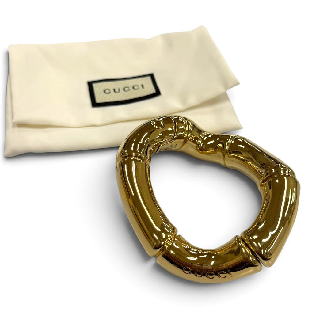 Great GUCCI Bangle Bamboo Logo-engraved bracelet gold mens S