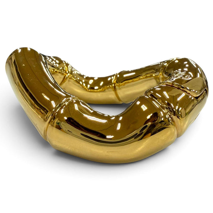 Great GUCCI Bangle Bamboo Logo-engraved bracelet gold mens S