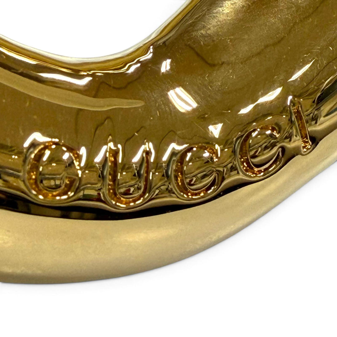 Great GUCCI Bangle Bamboo Logo-engraved bracelet gold mens S