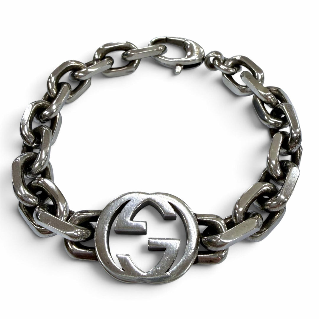 Great GUCCI bracelet Interlocking G Silver AG925 mens 17 627068