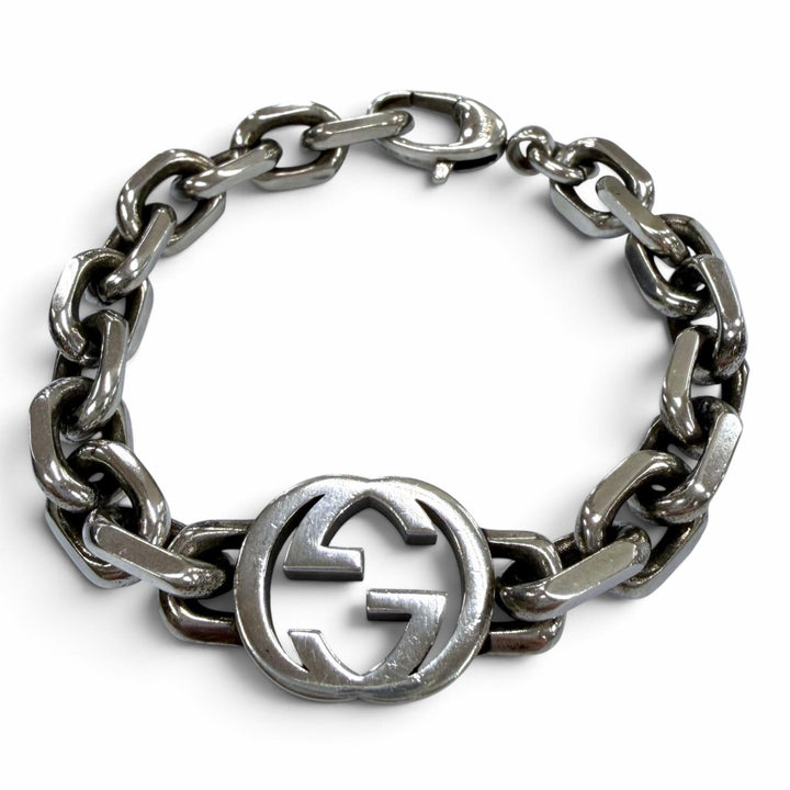 Great GUCCI bracelet Interlocking G Silver AG925 mens 17 627068