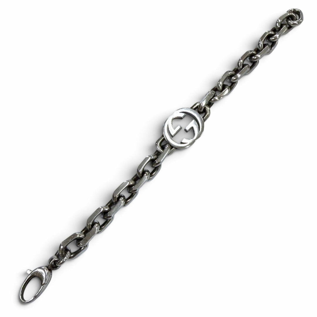 Great GUCCI bracelet Interlocking G Silver AG925 mens 17 627068