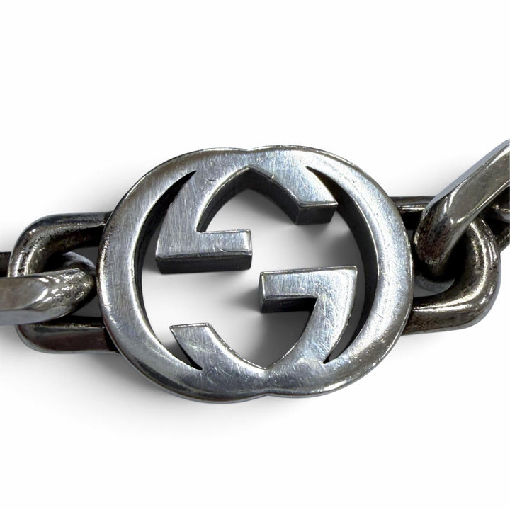 Great GUCCI bracelet Interlocking G Silver AG925 mens 17 627068