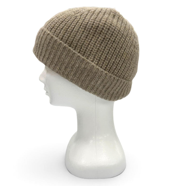 Excellent CELINE Knit cap Hat with Trionf patch beige cashmere mens 2AA32384D