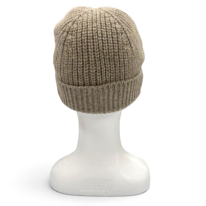 Excellent CELINE Knit cap Hat with Trionf patch beige cashmere mens 2AA32384D