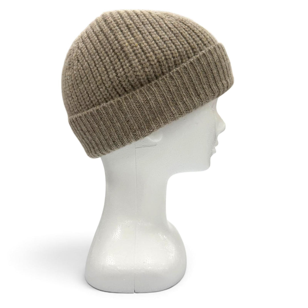 Excellent CELINE Knit cap Hat with Trionf patch beige cashmere mens 2AA32384D