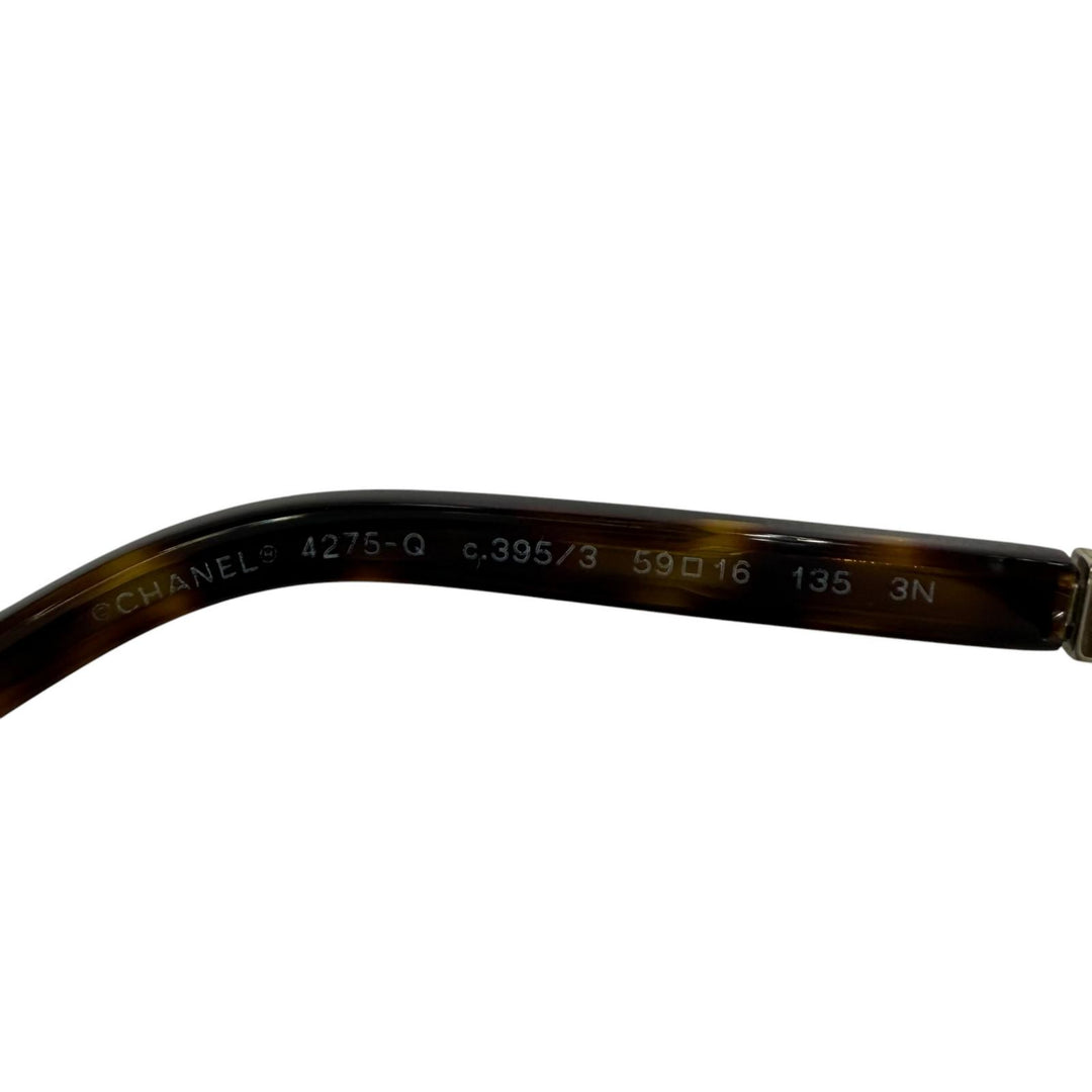 Great CHANEL sunglasses COCO Mark Hexagon Logo with Chain gold Women 4275-Q