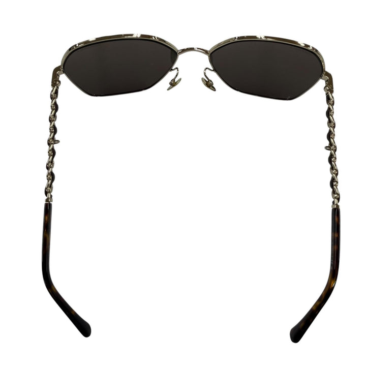 Great CHANEL sunglasses COCO Mark Hexagon Logo with Chain gold Women 4275-Q