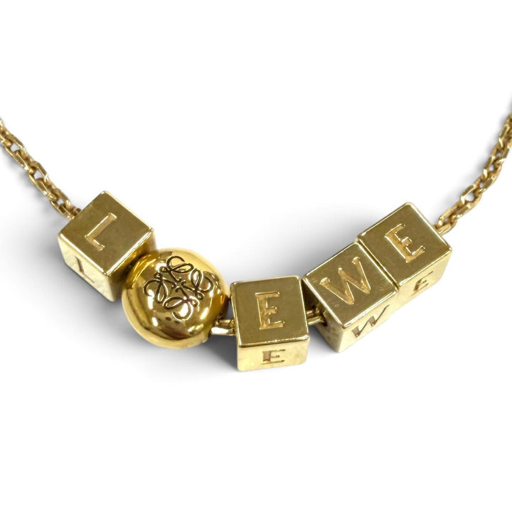 Great LOEWE Necklace Pebble Cube Necklace Logo cube gold AG925 Women J698241X01