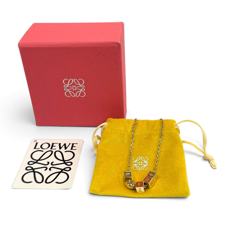 Great LOEWE Necklace Pebble Cube Necklace Logo cube gold AG925 Women J698241X01