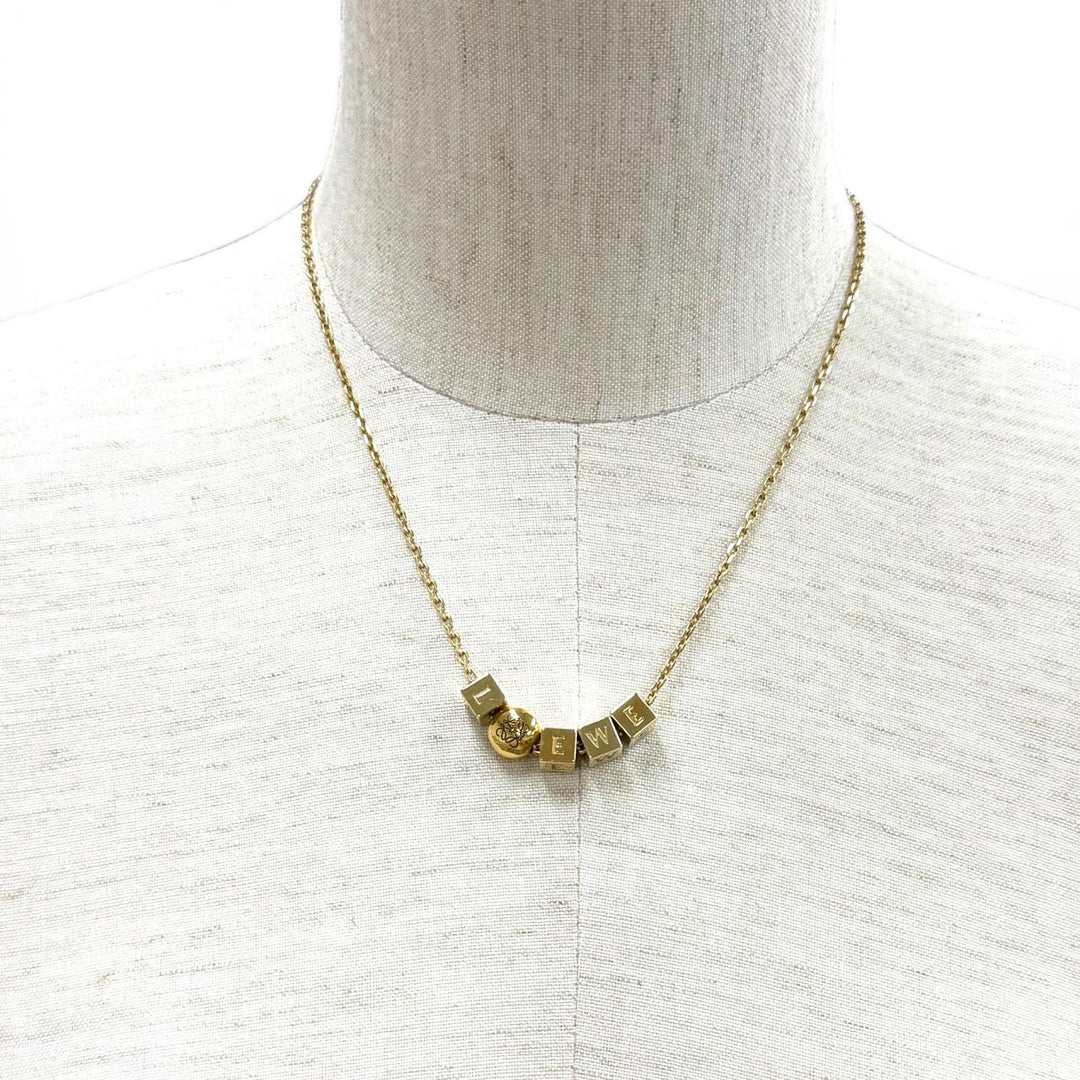 Great LOEWE Necklace Pebble Cube Necklace Logo cube gold AG925 Women J698241X01