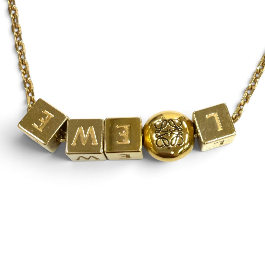 Great LOEWE Necklace Pebble Cube Necklace Logo cube gold AG925 Women J698241X01