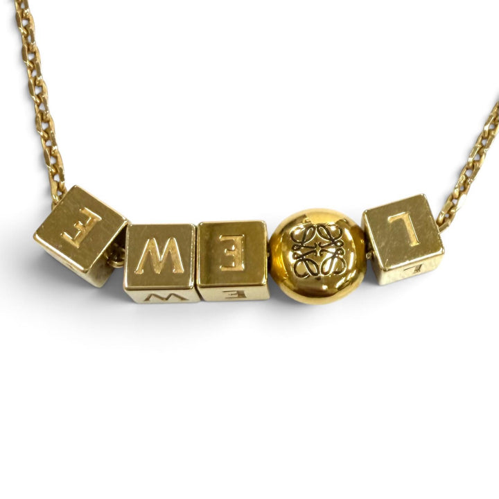 Great LOEWE Necklace Pebble Cube Necklace Logo cube gold AG925 Women J698241X01