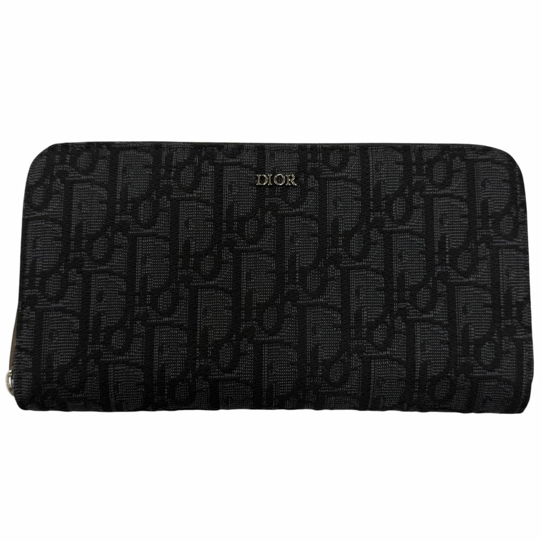 Great DIOR Purse Dior Oblique Jacquard Current model round zip wallet