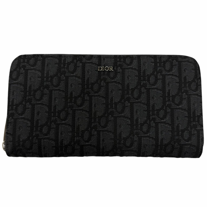Great DIOR Purse Dior Oblique Jacquard Current model round zip wallet