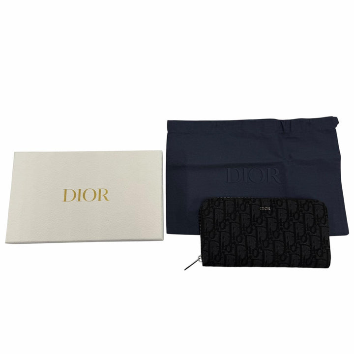 Great DIOR Purse Dior Oblique Jacquard Current model round zip wallet