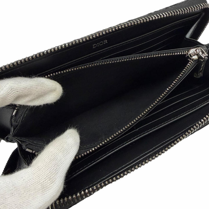 Great DIOR Purse Dior Oblique Jacquard Current model round zip wallet