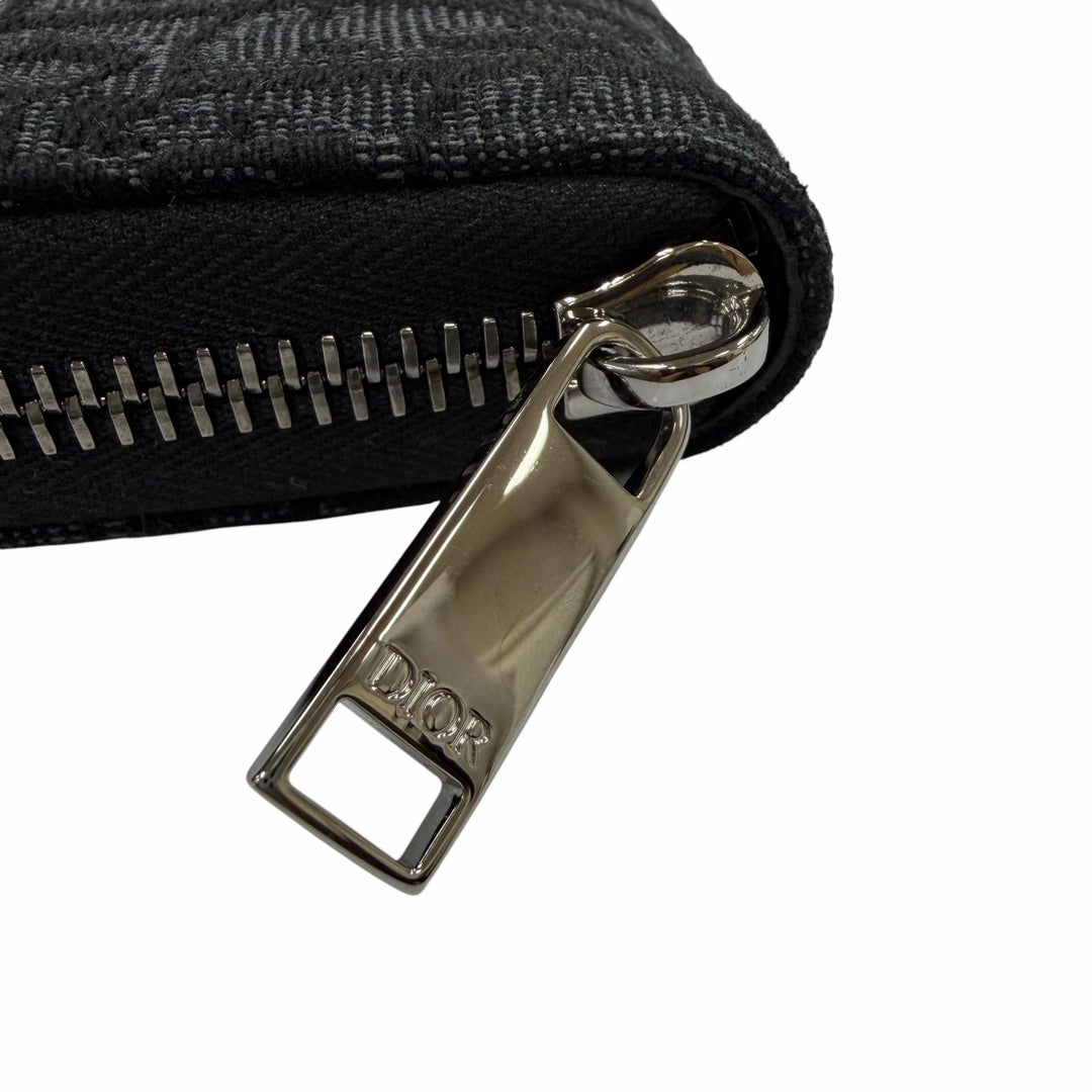 Great DIOR Purse Dior Oblique Jacquard Current model round zip wallet