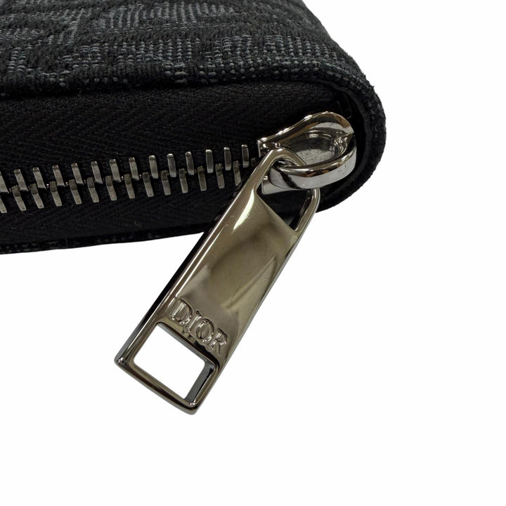 Great DIOR Purse Dior Oblique Jacquard Current model round zip wallet