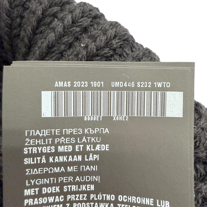 Very Good PRADA Knit cap Triangle logo knit hat black Virgin wool mens L UMD446
