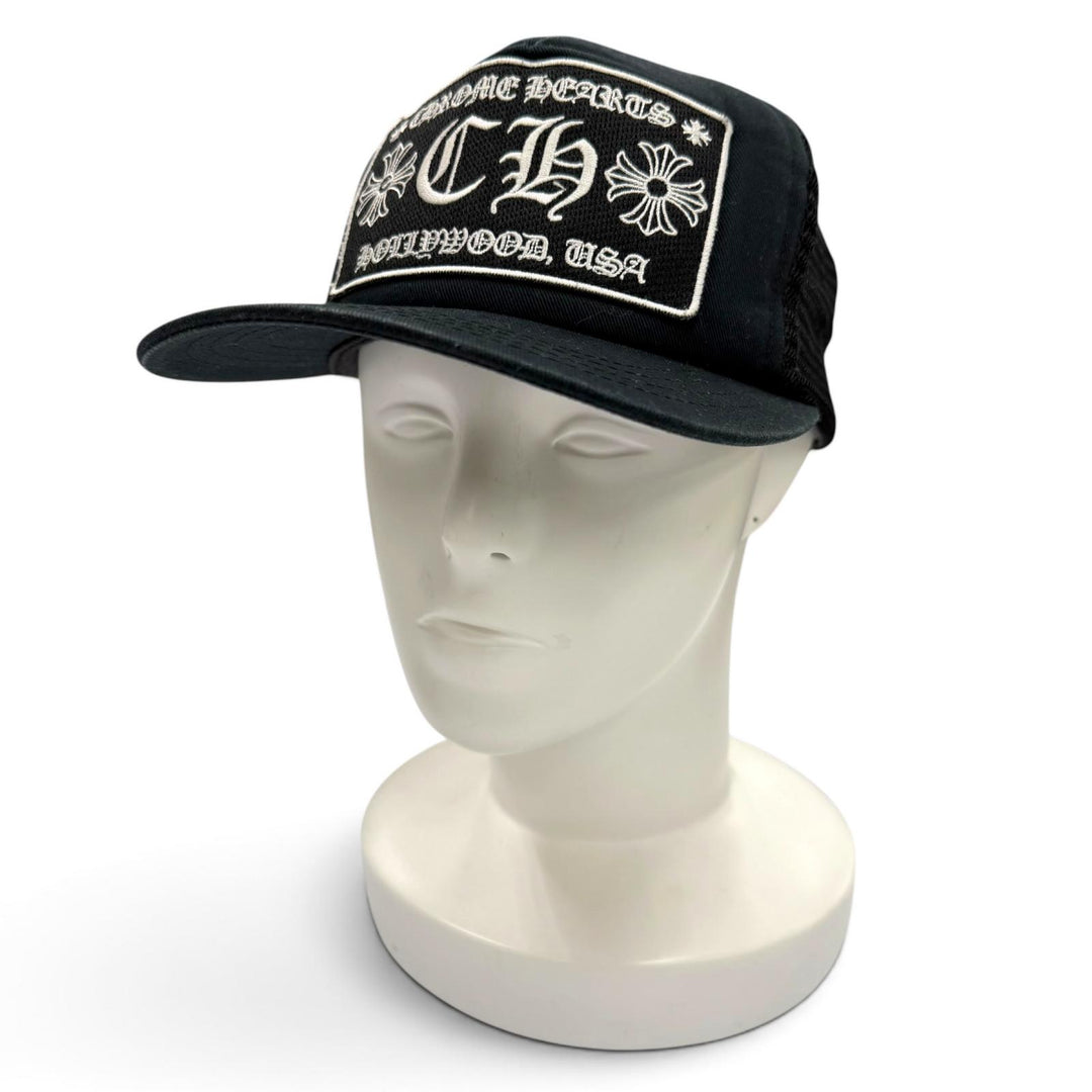 Very Good CHROME HEARTS cap TRUCKER CAP CH Patch Mesh Hat Trucker black mens