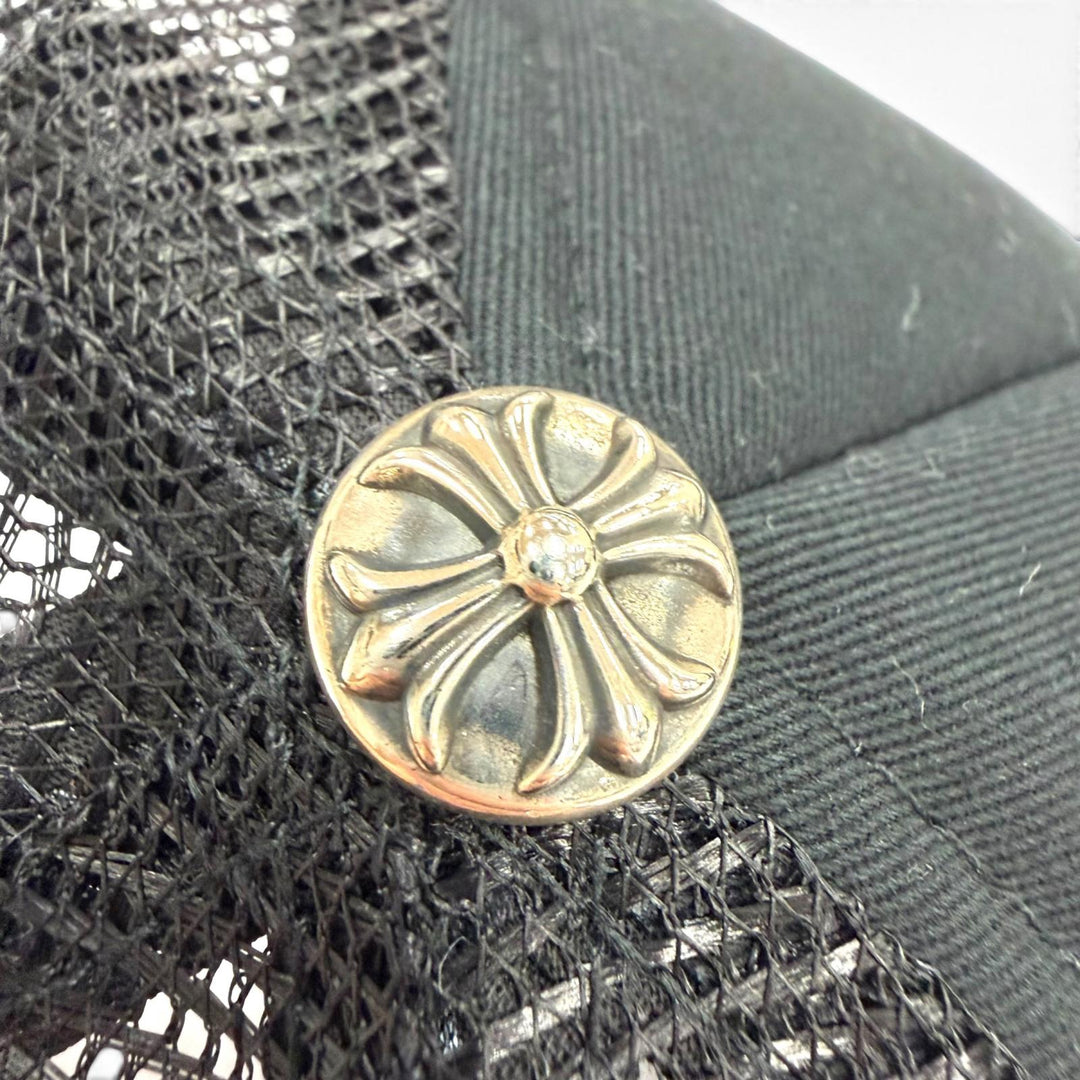 Excellent CHROME HEARTS cap TRUCKER CAP black cotton mens
