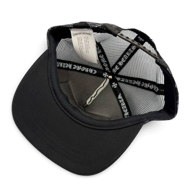 Excellent CHROME HEARTS cap TRUCKER CAP black cotton mens
