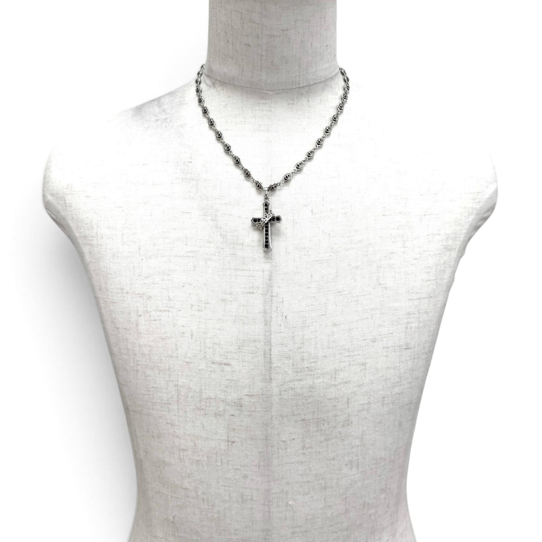 Great Justin Davis Necklace CROSS with CROWN/STONE Silver SV925