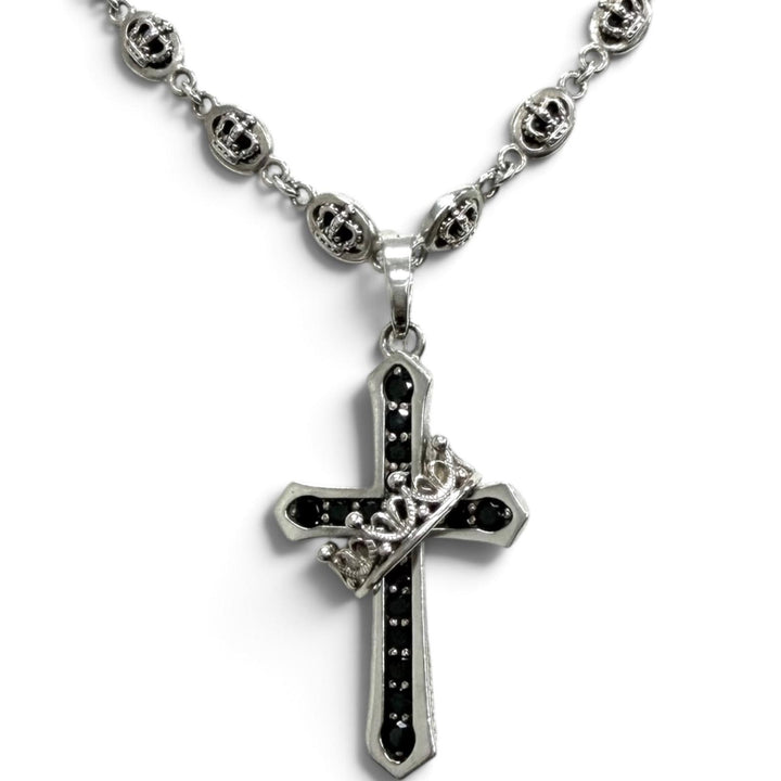 Great Justin Davis Necklace CROSS with CROWN/STONE Silver SV925