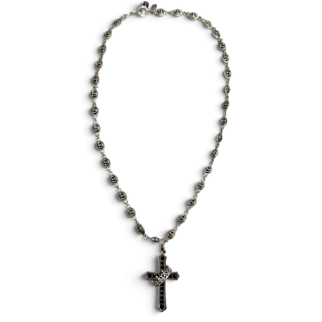 Great Justin Davis Necklace CROSS with CROWN/STONE Silver SV925