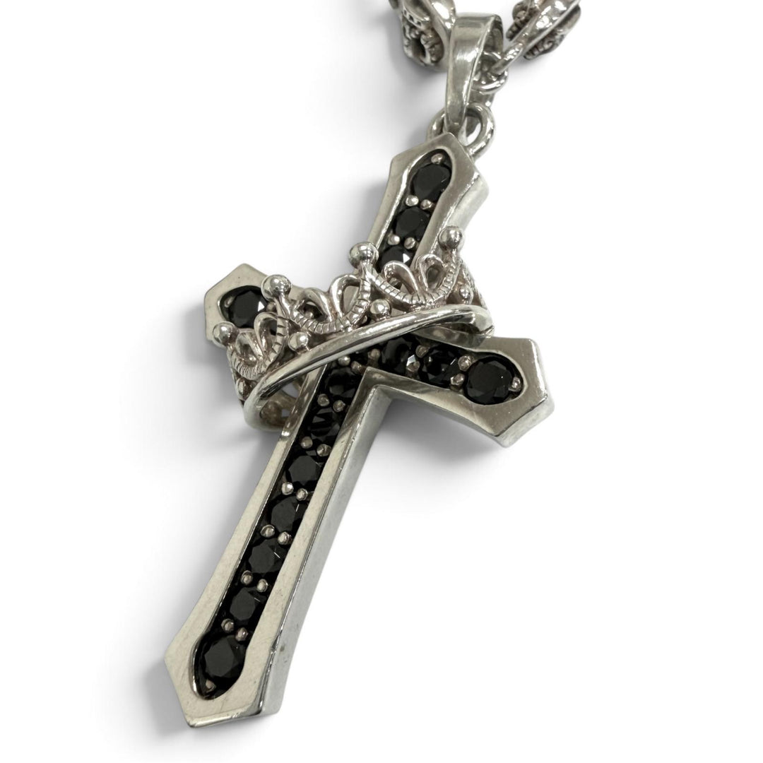 Great Justin Davis Necklace CROSS with CROWN/STONE Silver SV925