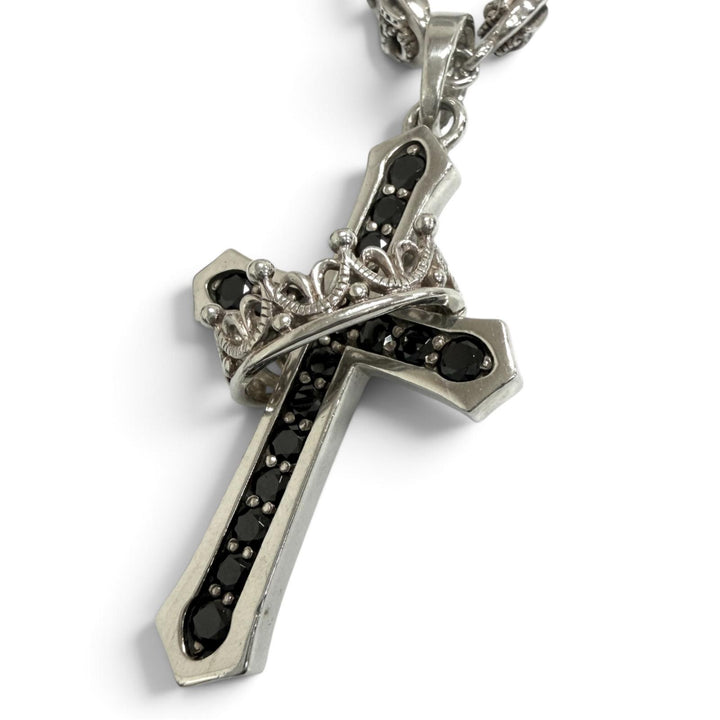 Great Justin Davis Necklace CROSS with CROWN/STONE Silver SV925