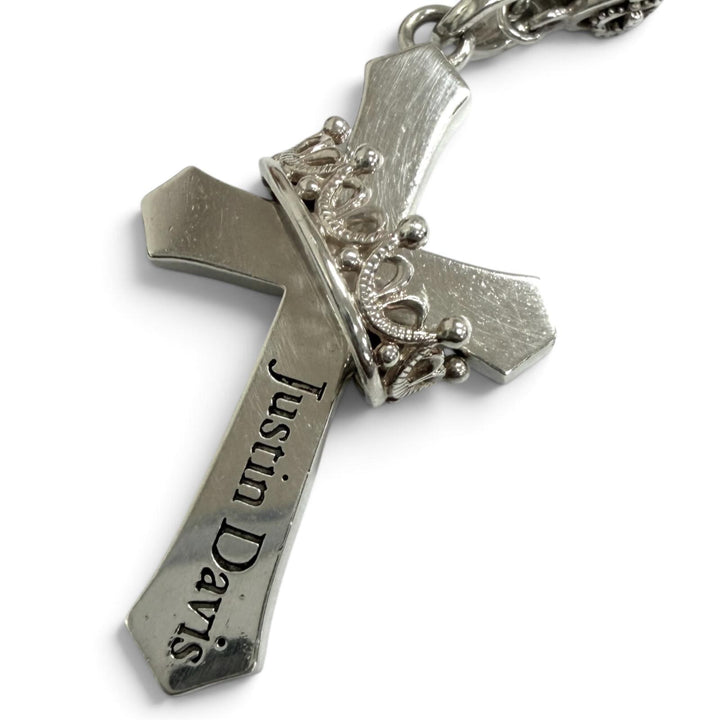 Great Justin Davis Necklace CROSS with CROWN/STONE Silver SV925