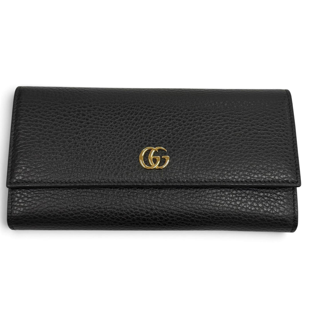 Pristine GUCCI Purse Double G Continental Wallet black leather Women 456116