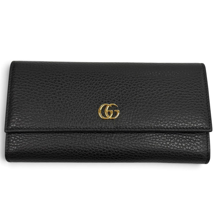 Pristine GUCCI Purse Double G Continental Wallet black leather Women 456116