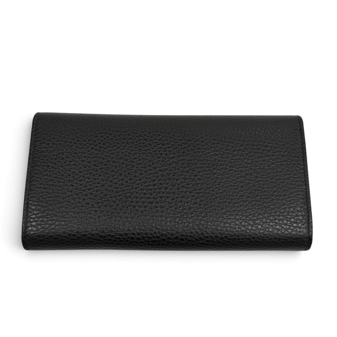 Pristine GUCCI Purse Double G Continental Wallet black leather Women 456116