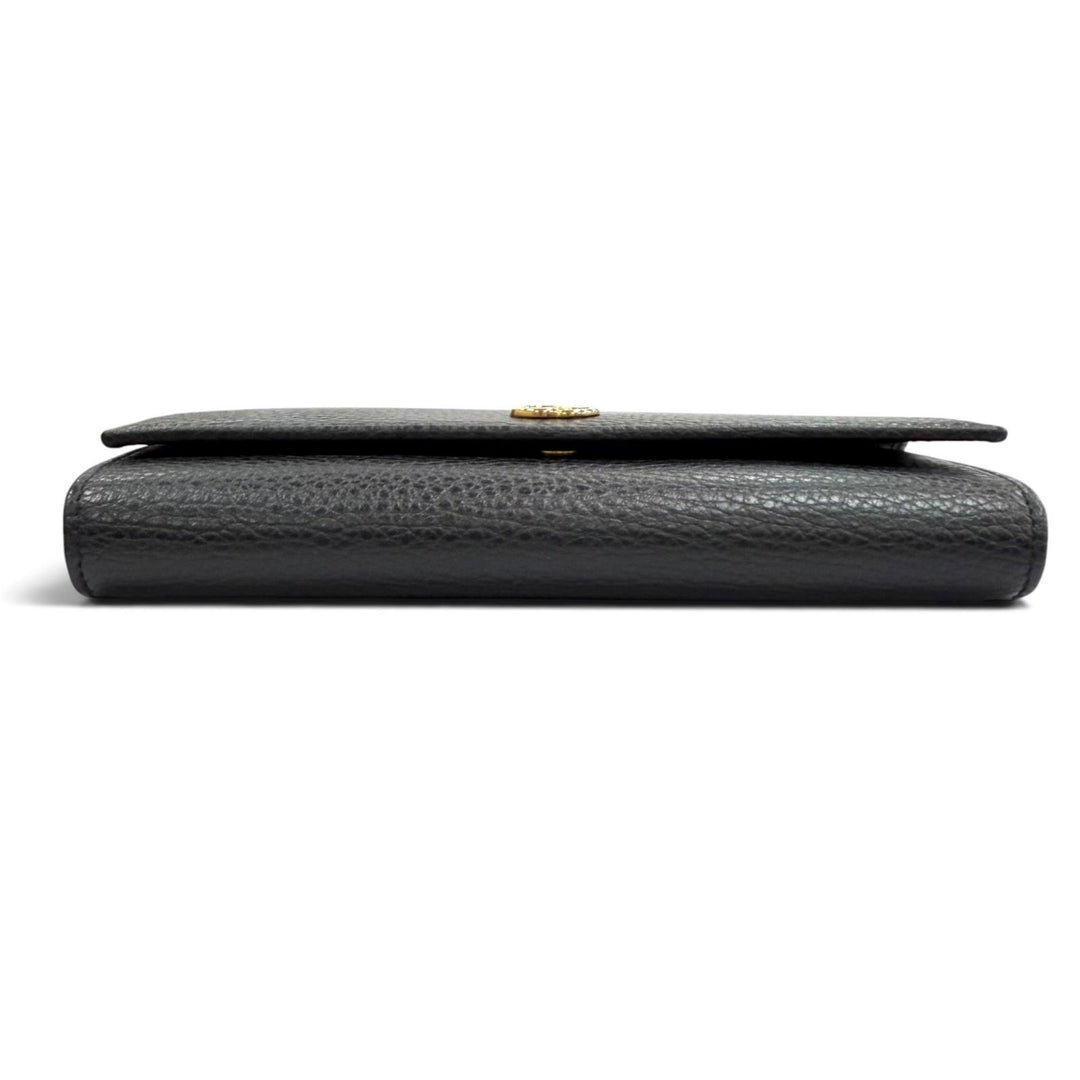 Pristine GUCCI Purse Double G Continental Wallet black leather Women 456116