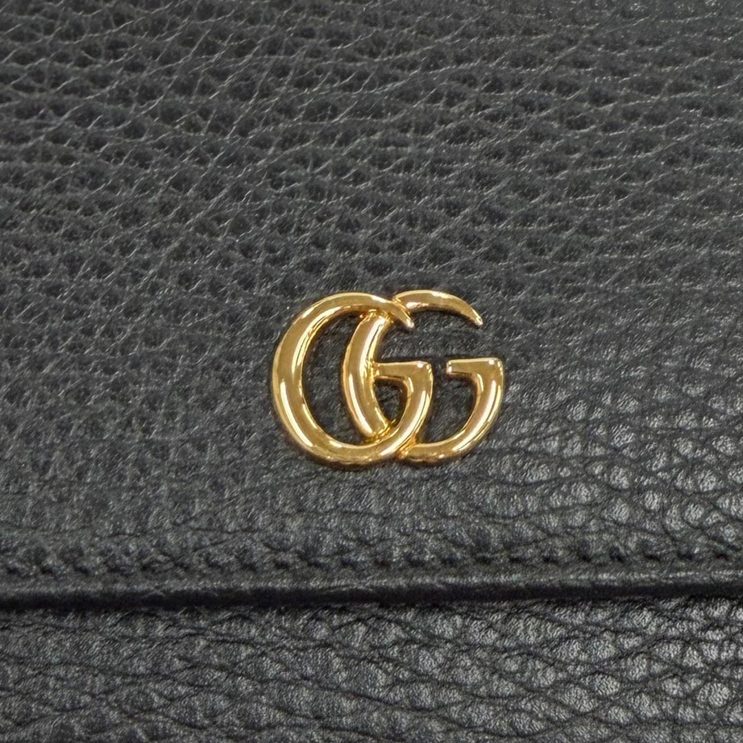 Pristine GUCCI Purse Double G Continental Wallet black leather Women 456116