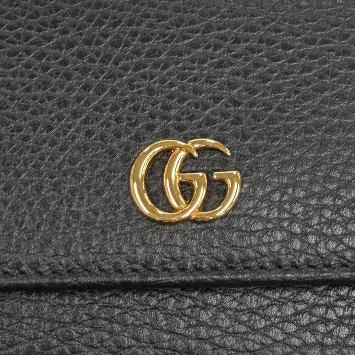 Pristine GUCCI Purse Double G Continental Wallet black leather Women 456116