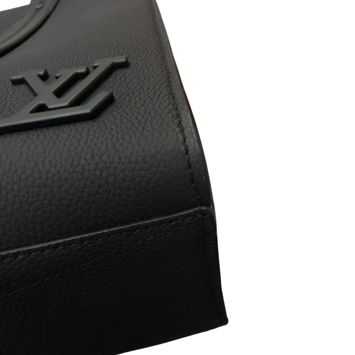 Excellent LOUIS VUITTON Tote Bag LV Aerogram Takeoff black leather mens M57308