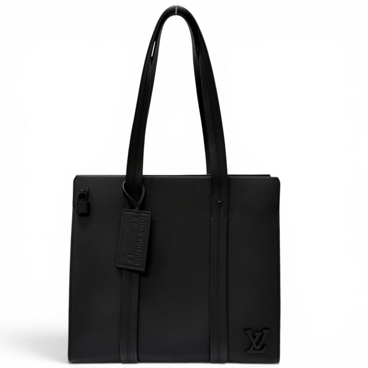 Excellent LOUIS VUITTON Tote Bag LV Aerogram Takeoff black leather mens M57308