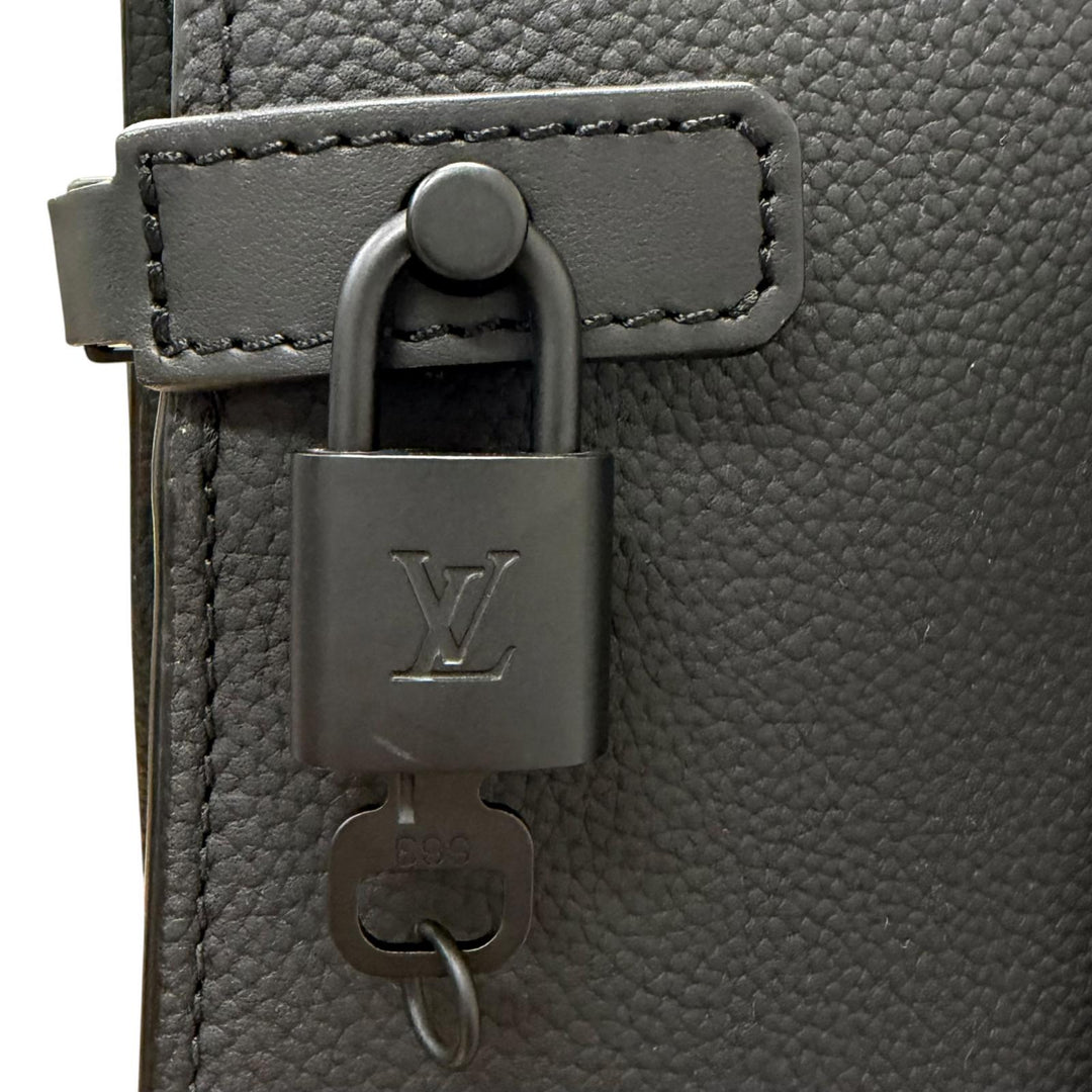 Excellent LOUIS VUITTON Tote Bag LV Aerogram Takeoff black leather mens M57308