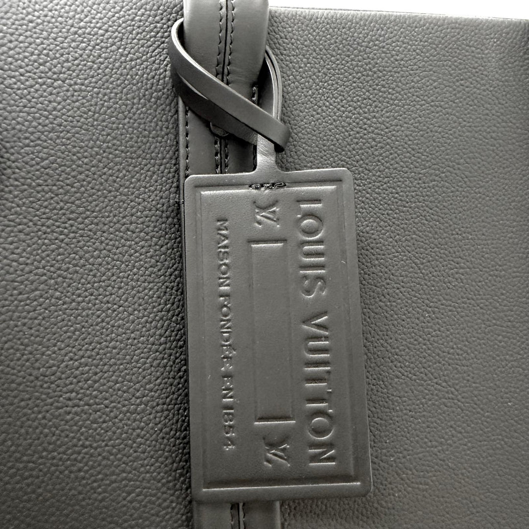Excellent LOUIS VUITTON Tote Bag LV Aerogram Takeoff black leather mens M57308