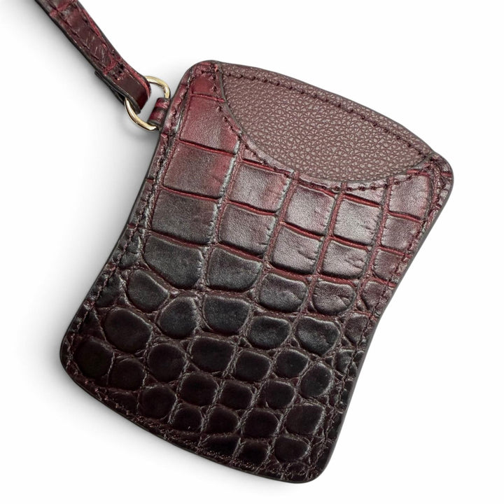 Excellent LEATHER JEWELS Tote Bag Crocodile-embossed 2-way pass case Bordeaux