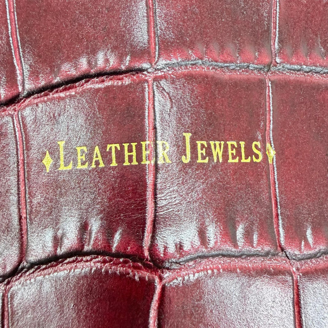 Excellent LEATHER JEWELS Tote Bag Crocodile-embossed 2-way pass case Bordeaux