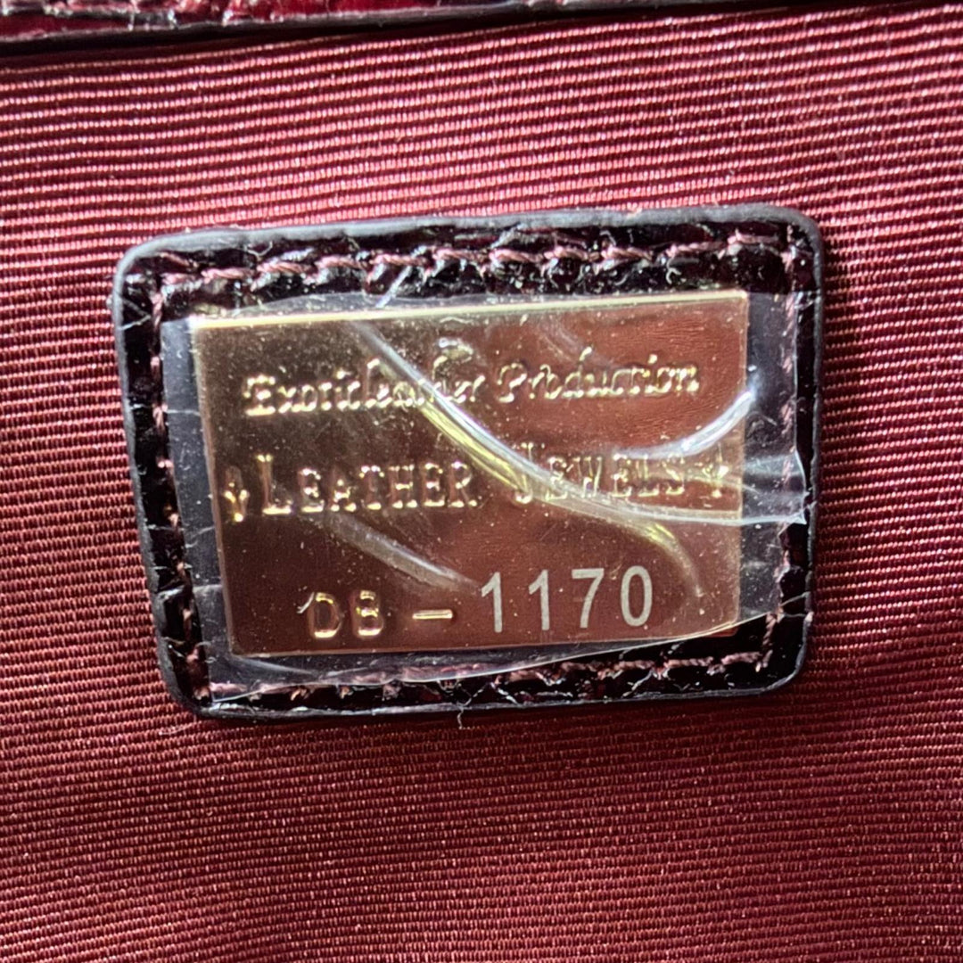 Excellent LEATHER JEWELS Tote Bag Crocodile-embossed 2-way pass case Bordeaux